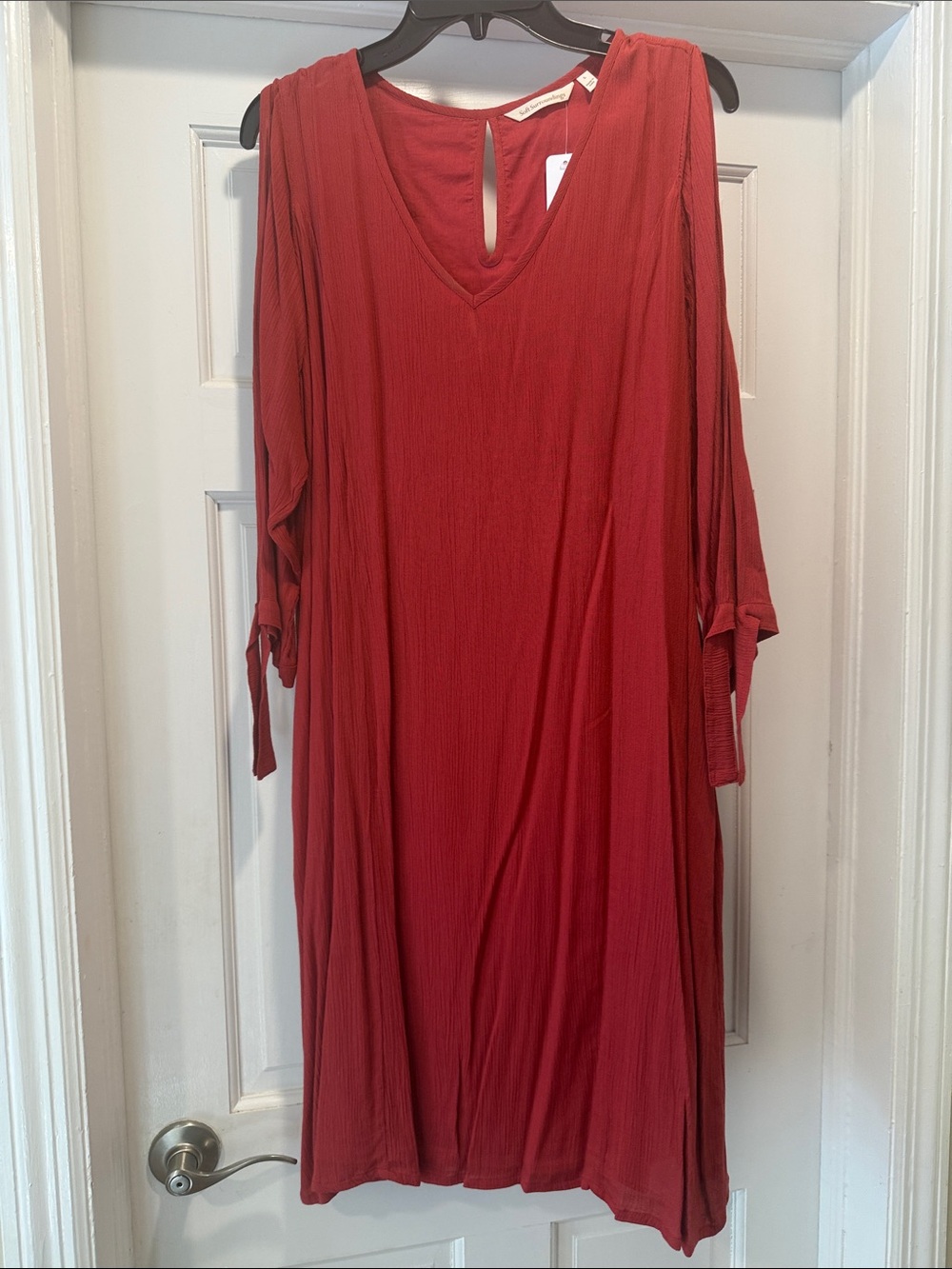 Soft Surroundings Dark Pink Ribbed V-Neck Dress